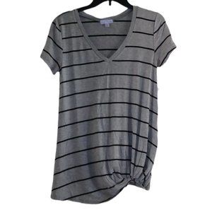 Women's short-sleeved top with stripes JUNIPER Ln maternity gray color, size L